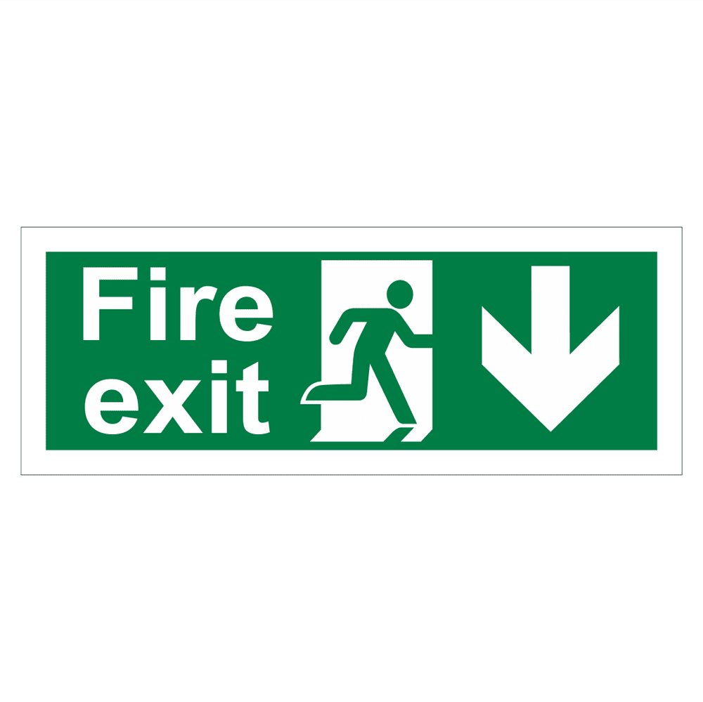 Fire Exit Arrow Down Sign