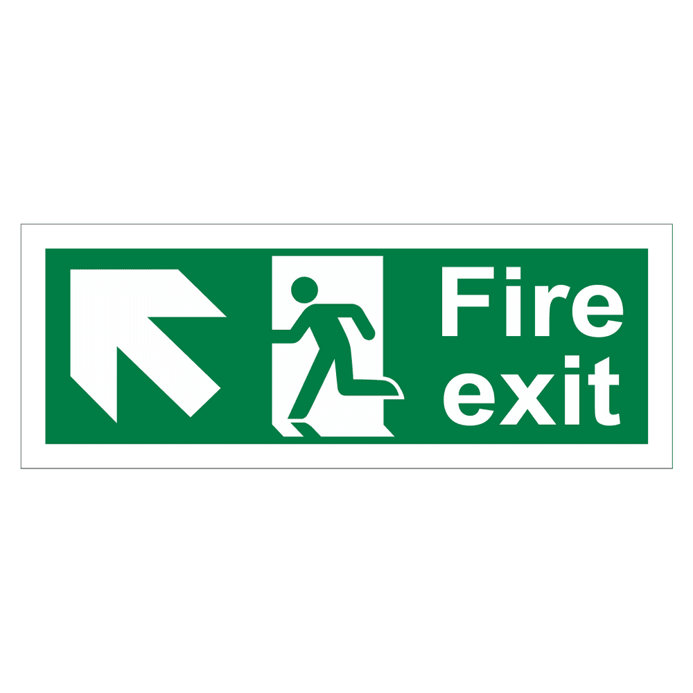Fire Exit Arrow Up Left Sign