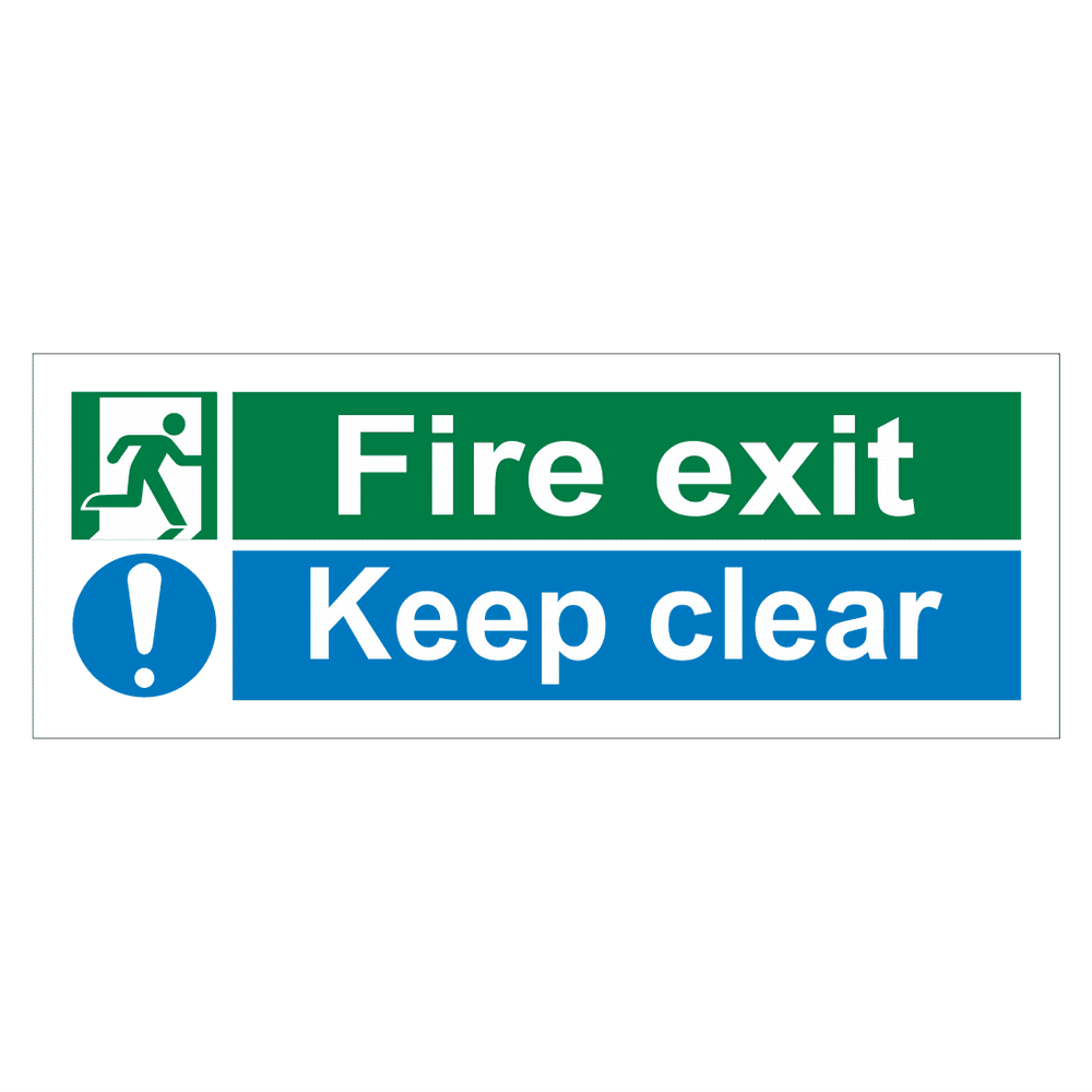 V Safety Fire Exit Keep Clear Mandatory Sign - 400mm X 400mm 1mm Rigid Plastic - View #13