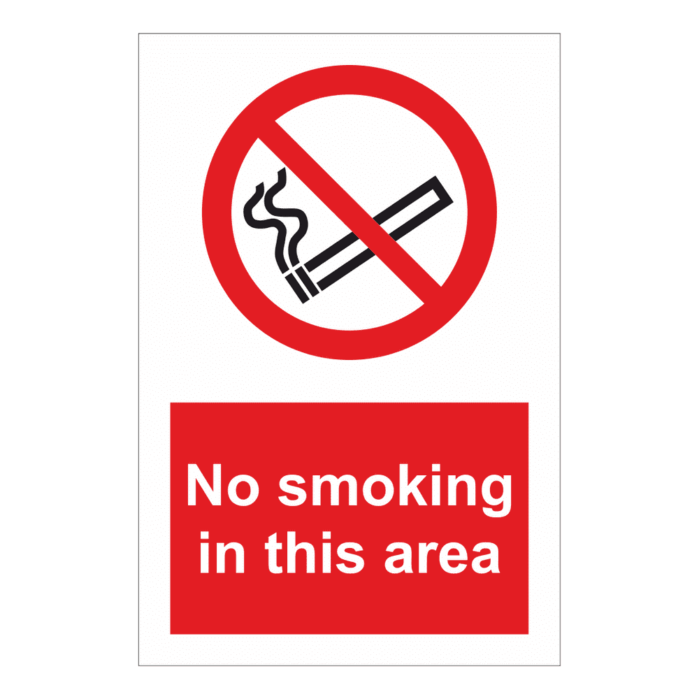 No Smoking In This Area Sign