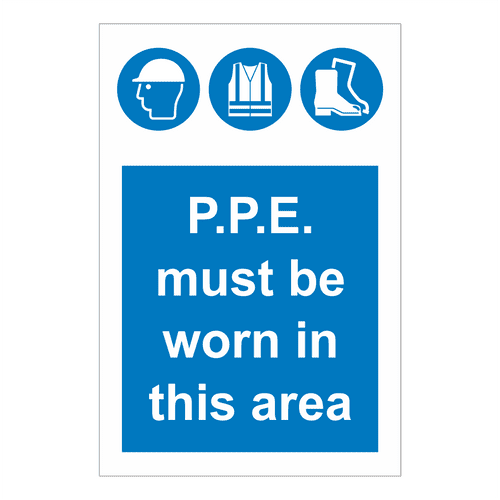 P.P.E. Must Be Worn In This Area Sign | Safety Clothing (PPE) Signs | Bath Signs Digital