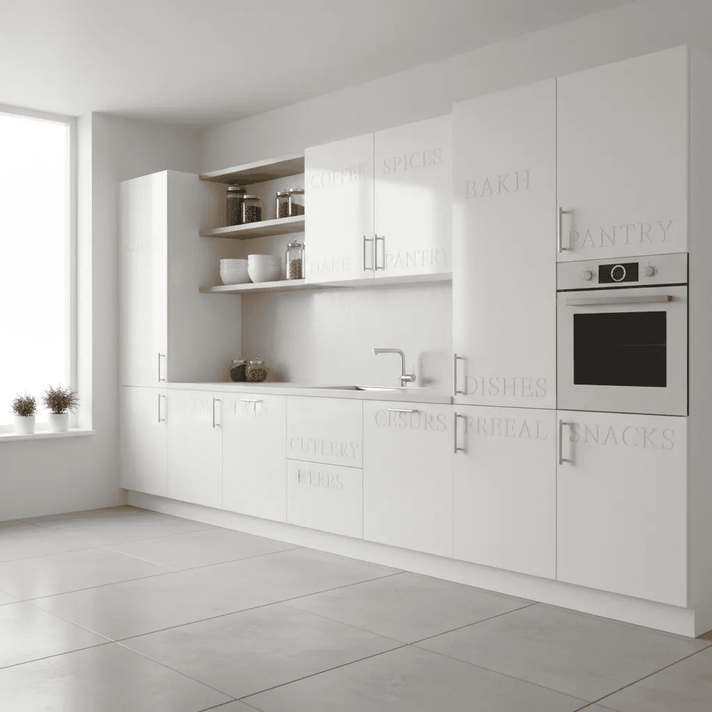 Transform Your Kitchen with AQUACLOAK Engraved Gloss White Replacement Doors