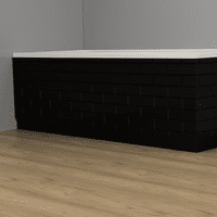 Brick Effect High Gloss Black 2 Piece adjustable Bath Panels