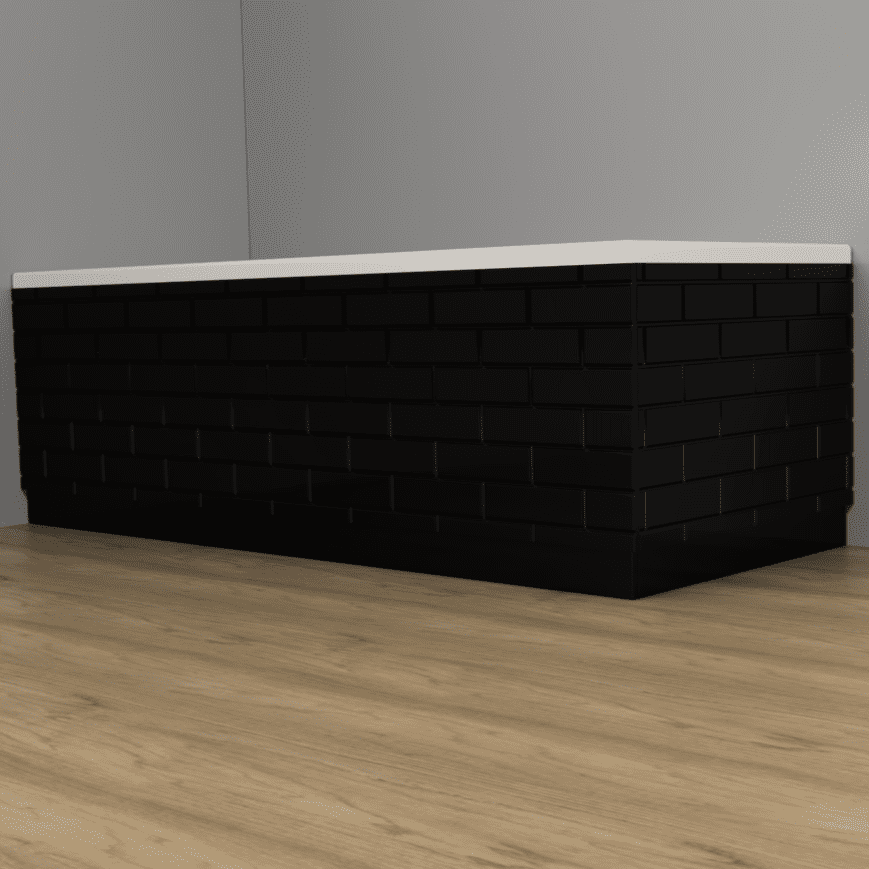 Brick Effect High Gloss Black 2 Piece adjustable Bath Panels