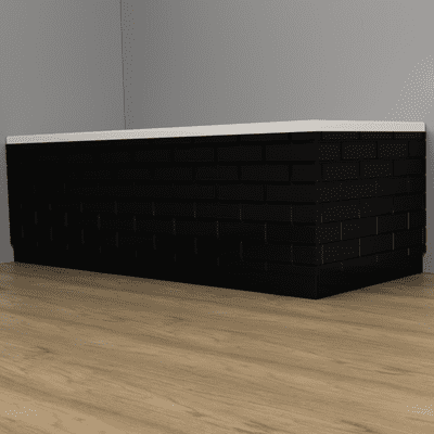 Brick Effect High Gloss Black 2 Piece adjustable Bath Panels