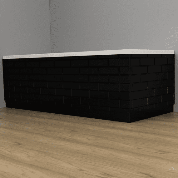 Brick Effect High Gloss Black 2 Piece adjustable Bath Panels