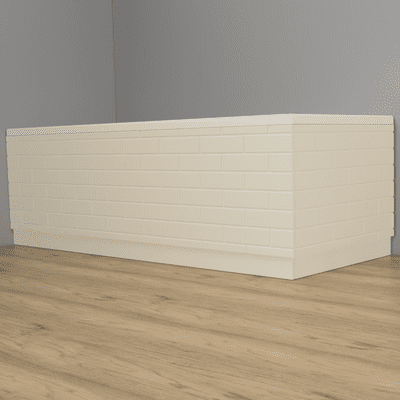 Brick Effect High Gloss Cream 2 Piece adjustable Bath Panels