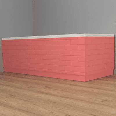 Brick Effect High Gloss Pink 2 Piece adjustable Bath Panels