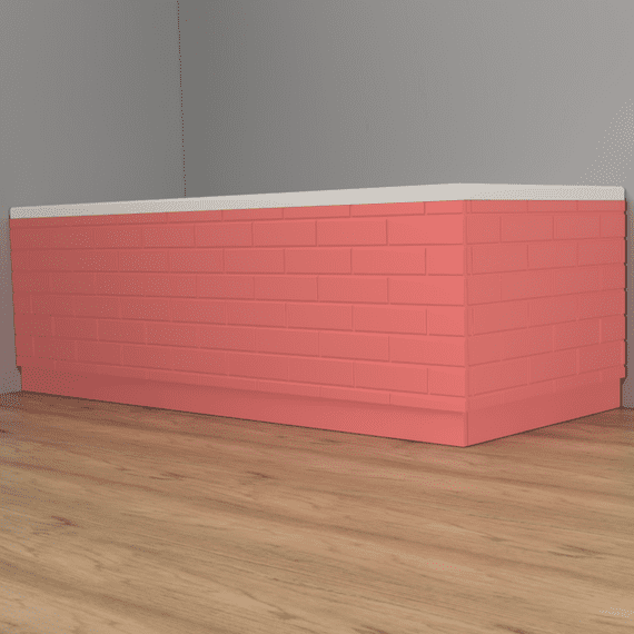 Brick Effect High Gloss Pink 2 Piece adjustable Bath Panels