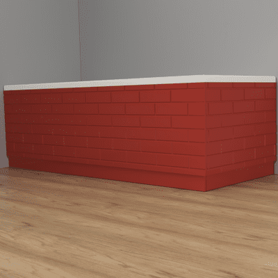 Brick Effect High Gloss Red 2 Piece adjustable Bath Panels
