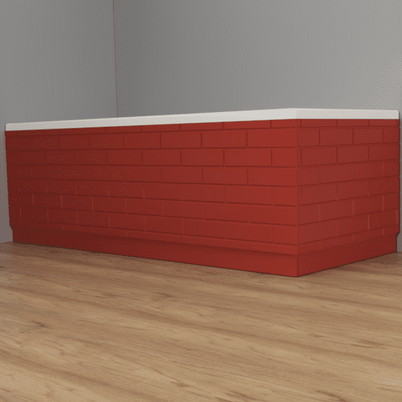 Brick Effect High Gloss Red 2 Piece adjustable Bath Panels