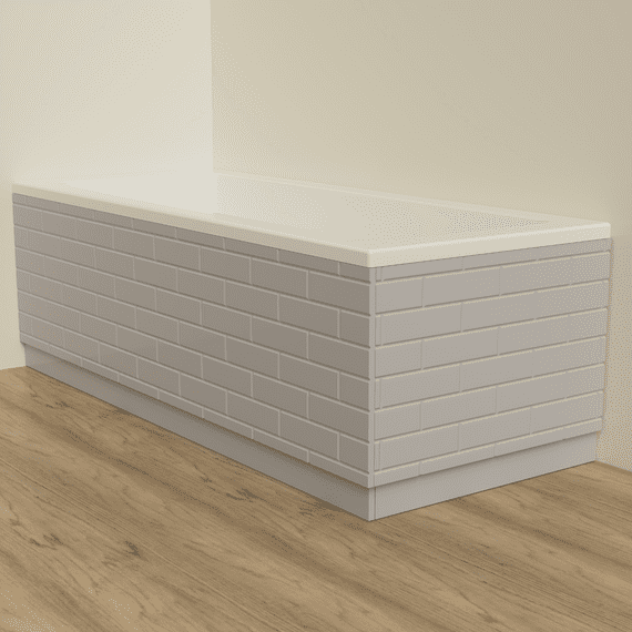 Brick Effect Light Grey Matt 2 Piece adjustable Bath Panels