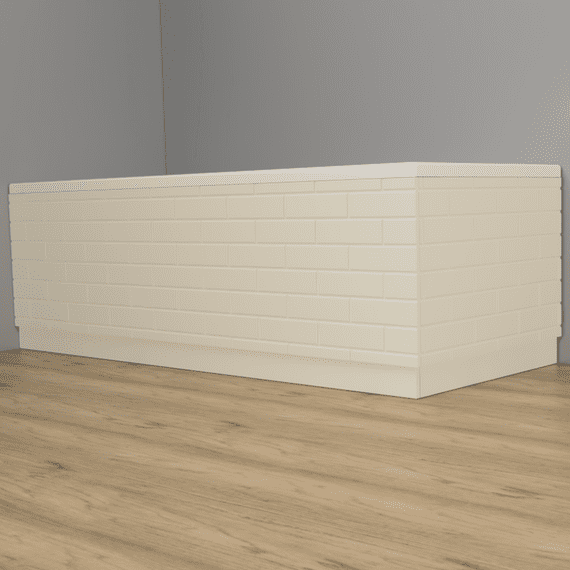 Brick Effect Matt Cream 2 Piece adjustable Bath Panels