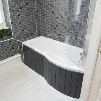 Flexible Bath Panel ideal for P / B Shaped Shower Baths any colour / finish Standard Sizes