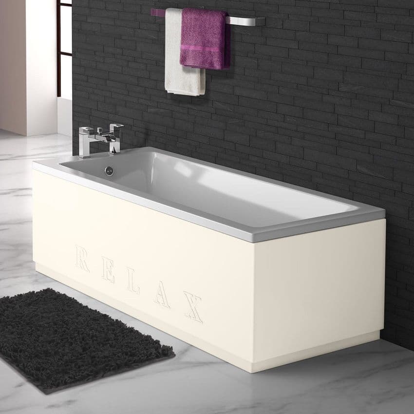 High Gloss Cream Engraved 2 Piece adjustable Bath Panels