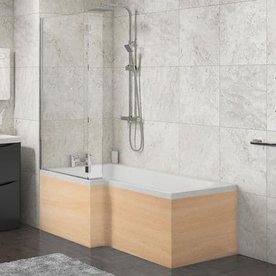 L Shape Shower Bath Panels Beech