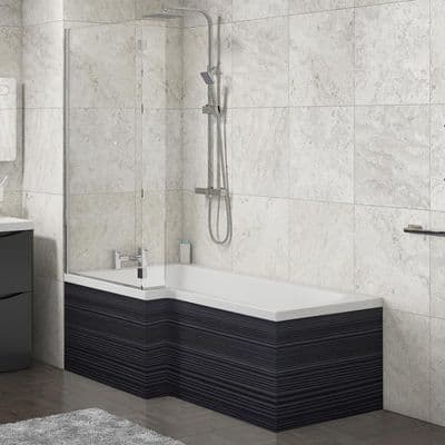 L Shape Shower Bath Panels Black Finnish Pine