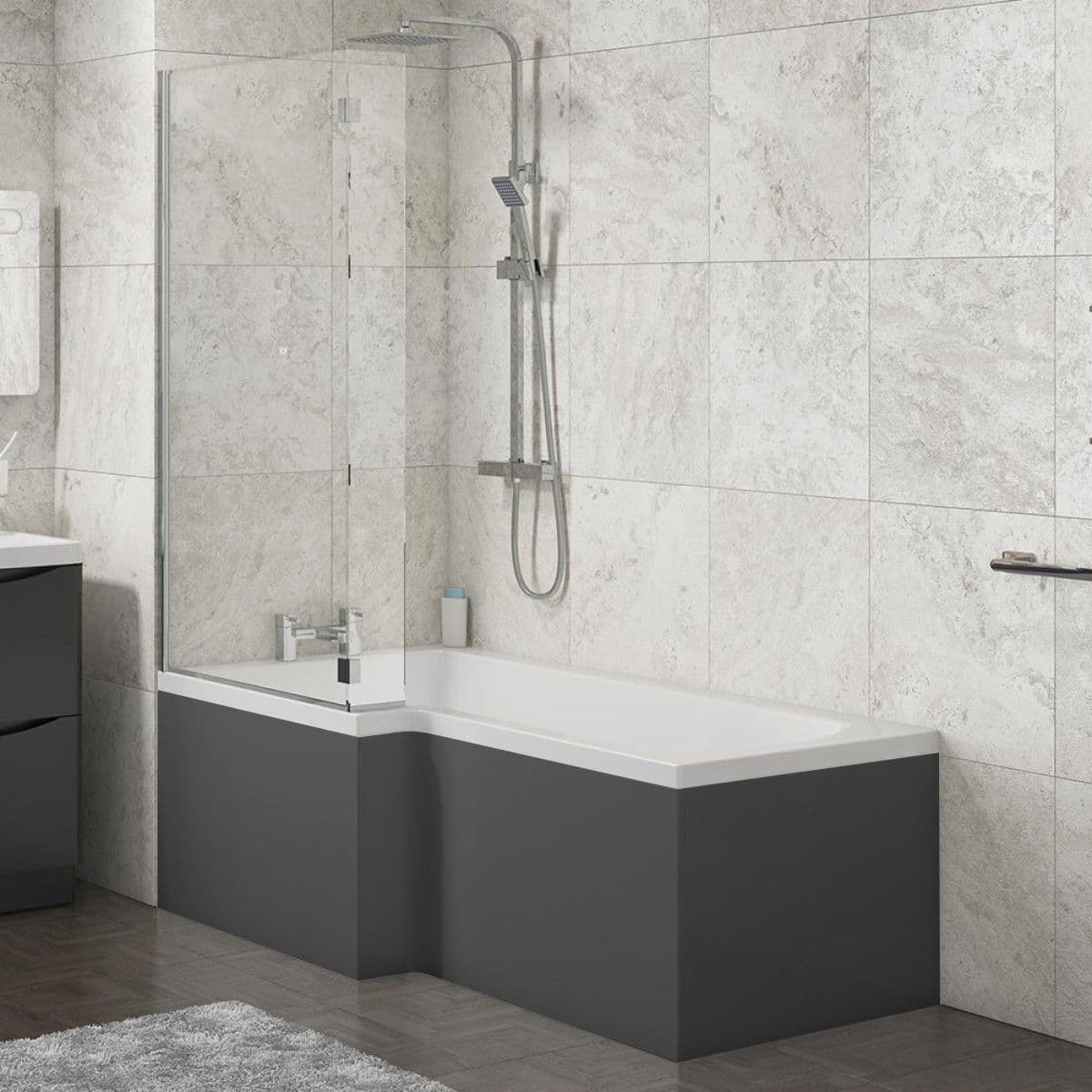 L Shape Panel L Shape Shower Bath Panels High Gloss Anthracite