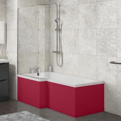 L Shape Shower Bath Panels High Gloss Red