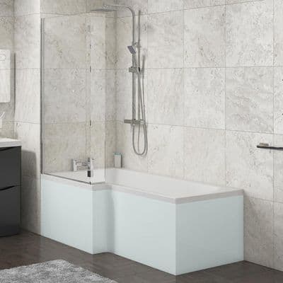 L Shape Shower Bath Panels High Gloss Silver