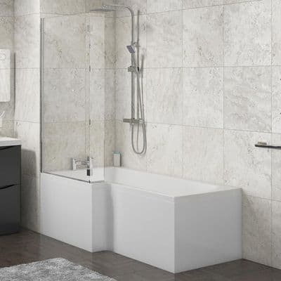 L Shape Shower Bath Panels High Gloss White