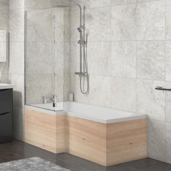 L Shape Shower Bath Panels Lancaster Oak