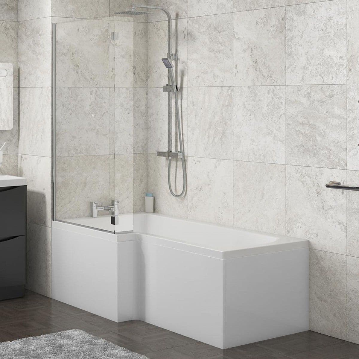 Bath Panel Kit L Shape Shower Bath Panels White Ash