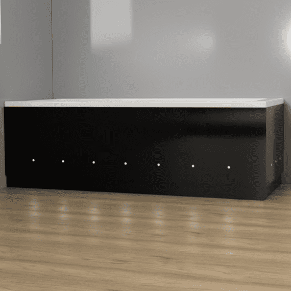 Luxury Black 2 Piece adjustable Bath Panels with LED Lights