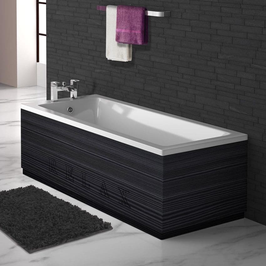 Luxury Black Finnish Pine Engraved 2 Piece adjustable Bath Panels