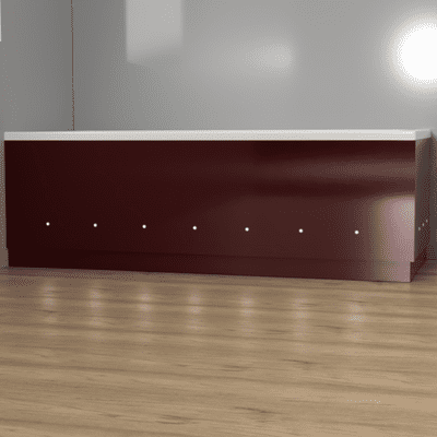 Luxury Burgundy 2 Piece adjustable Bath Panels with LED Lights