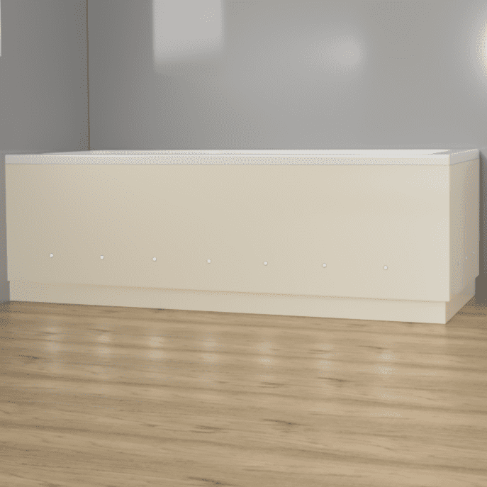 Luxury Gloss Cream 2 Piece adjustable Bath Panels with LED Lights