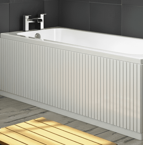 Luxury High Gloss White 2 Piece Slatted Adjustable Bath Panels