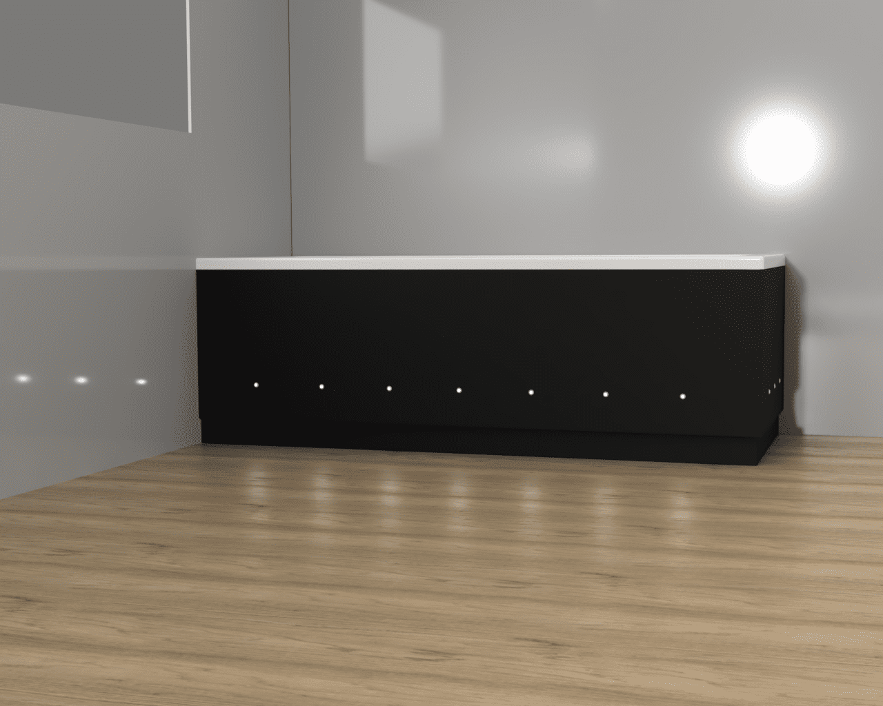 Matt Black 2 Piece adjustable Bath Panels with LED Lights