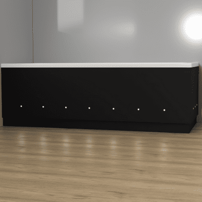 Matt Black 2 Piece adjustable Bath Panels with LED Lights