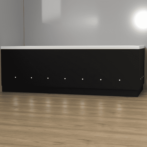 Matt Black 2 Piece adjustable Bath Panels with LED Lights
