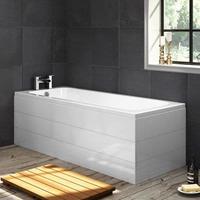 Planked High Gloss White 1 Piece Bath Panels