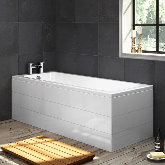 Planked High Gloss White 1 Piece Bath Panels