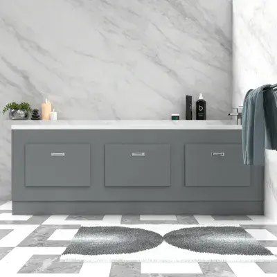 Storage Bath Panel with Magnetic Doors ( Matt Grey)