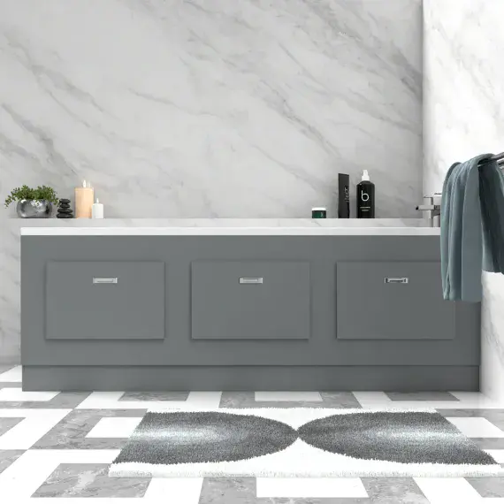 Storage Bath Panel with Magnetic Doors ( Matt Grey)