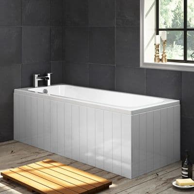 Tongue and Groove High Gloss White 1 Piece Bath Panels