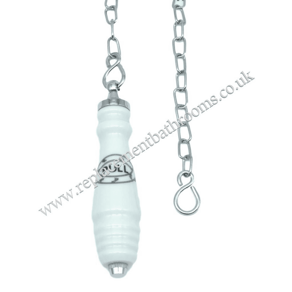 Ceramic pull handle & chain for high level toilet cisterns