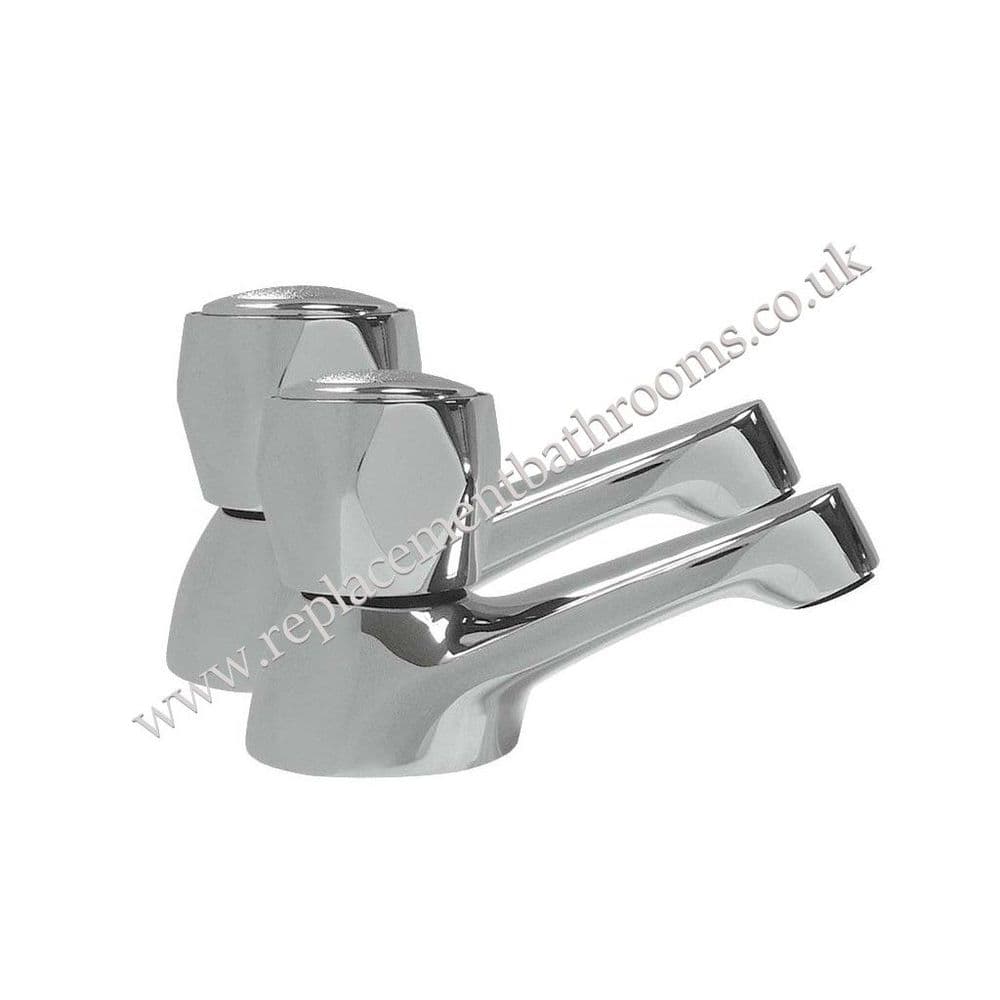 FLUTED STYLE chrome basin pillar taps (pair)