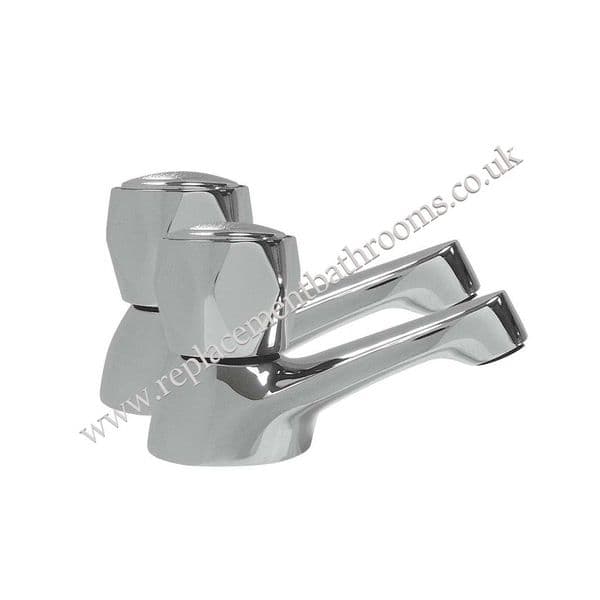 FLUTED STYLE chrome basin pillar taps (pair)