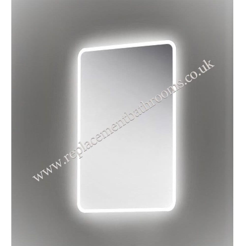 Round Corner Bathroom Mirror LED perimeter edge light strip (integral shaving socket & bluetooth)