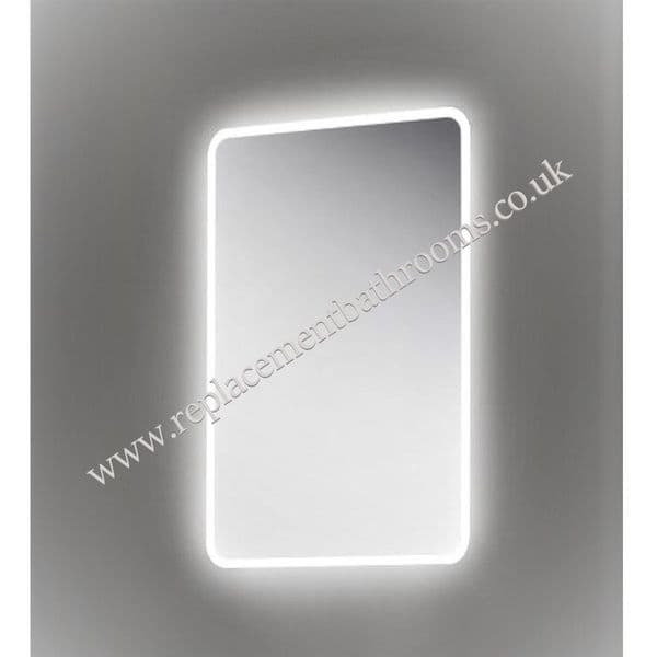 Round Corner Bathroom Mirror LED perimeter edge light strip integral shaving socket & bluetooth FREE rapid delivery