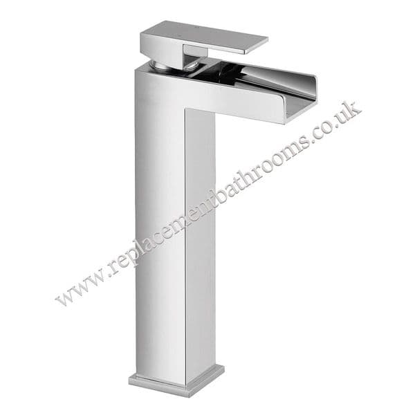 Square design waterfall tall mono basin mixer