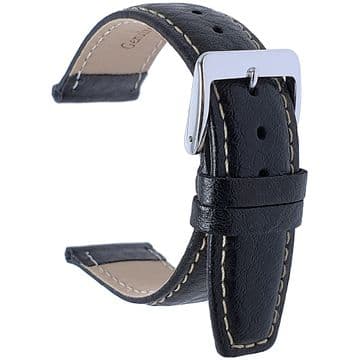 Black Buffalo Grain Genuine Leather Watch Strap Size 18mm-22mm