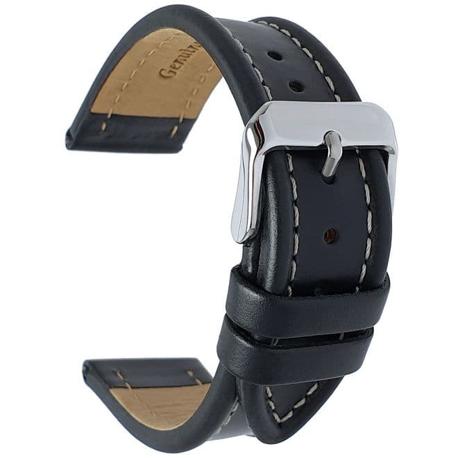Black Genuine Leather Watch Strap | Battery Buddy