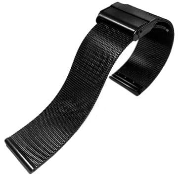 Metal Watch Strap Bracelet Black PVD Stainless Steel Fine Mesh Size 16mm-22mm
