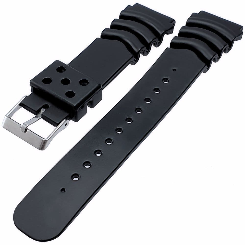 Black Rubber Z22 Diver Watch Strap - 18mm 20mm 22mm - Fits Seiko Citizen SKX Turtle